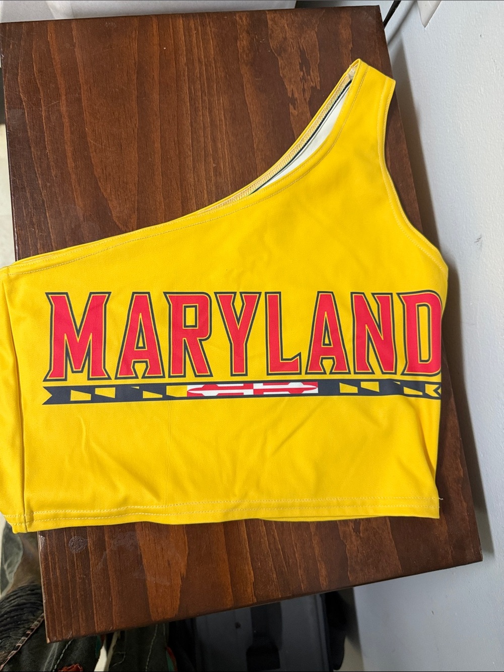 Lo + Jo Maryland Yellow One-Shoulder Lycra Top